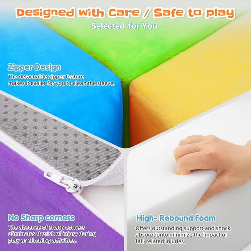 Vista 5 de Bloques de escalada de espuma suave de 6 piezas para niños pequeños y bebés - Juego de juguetes de escalada para bebés de interior, gimnasio