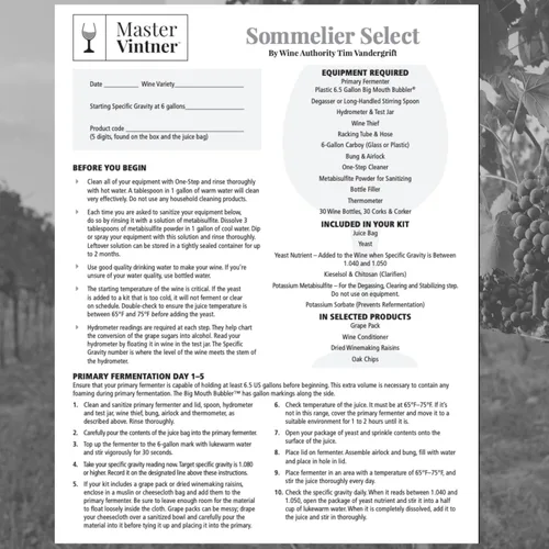 Vista 2 de Master Vintner - El kit de recetas de vino italiano nebbiolo seleccionado sommelier hace 6 galones