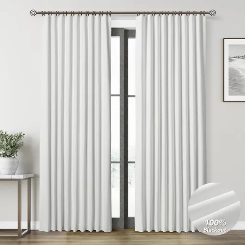 Vista 35 de Beige White 100% Blackout Curtains 84 Inch Length for Bedroom Back Tab Thick Heavy Black Out Linen Drapes Farmhouse Rustic Living Room Thermal