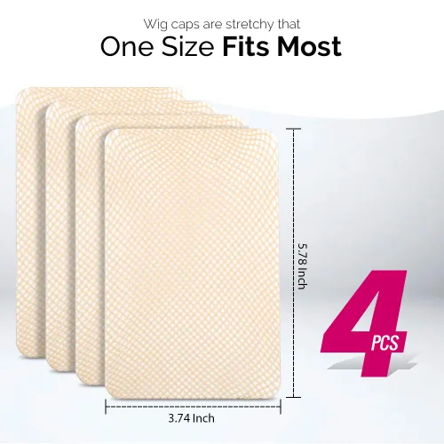 Vista 2 de FANDAMEI Gorra de Peluca, 4 Piezas Gorra de Peluca de Malla Marrón Claro, Gorras de Peluca de Malla de Extremo Cerrado, Gorras de Forro Tejidas