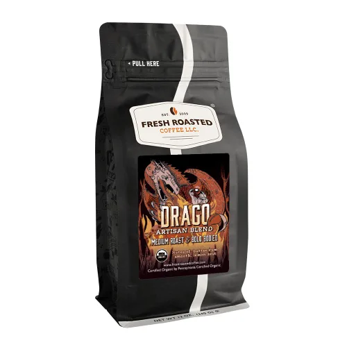 Vista 45 de Fresh Roasted Coffee, Blackbeard's Revenge, 12 onzas, tostado medio, Kosher, grano entero