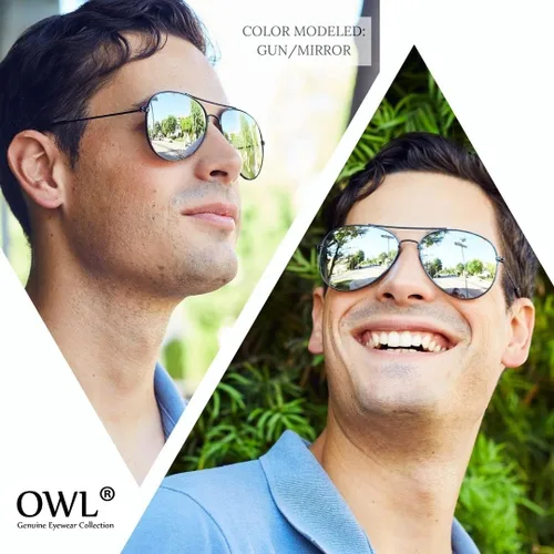 Vista 4 de Owl 12 Pack Aviator Sunglasses Mirrored Lens Eyeglasses Black, Silver, Gold Frames