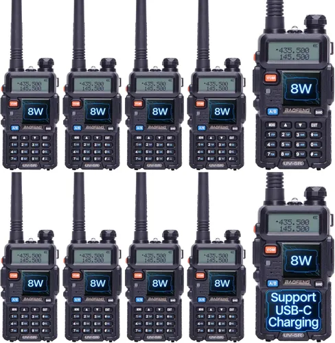 Baofeng UV-5R 8W Radio bidireccional Radios de jamón de mano USB-C Batería