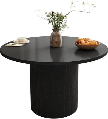 Vista 14 de Mesa de comedor rectangular de 198 cm para 6 a 10 personas, mesa de cocina estilo granja con estrías, mesa larga de madera moderna para cocina