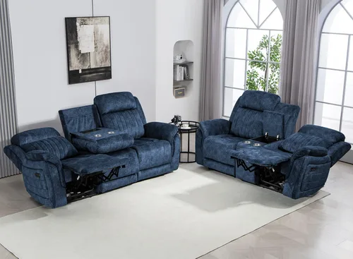 Vista 9 de Zero Gravity - Juego de sofá reclinable eléctrico con reposacabezas ajustable, juego de sofá reclinable eléctrico y sofá biplaza con puerto Gris