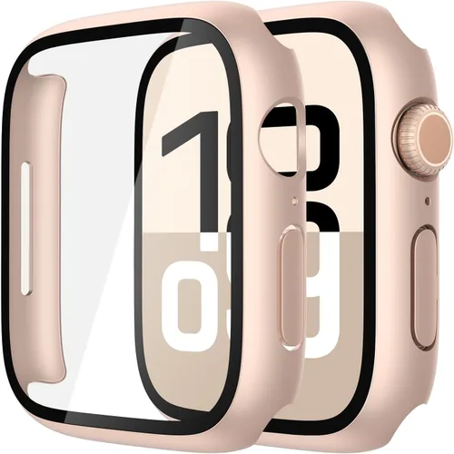 Vista 48 de Misxi - Juego de 2 fundas de policarbonato con protector de pantalla de vidrio templado compatible con Apple Watch Series 3 y Series 2 de 38mm