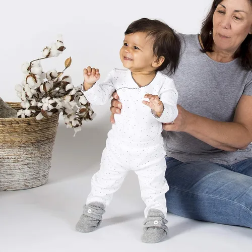 Vista 6 de Burts Bees Baby Unisex Baby - Baby Booties Organic Cotton Adjustable Infant Shoes Slipper Sock