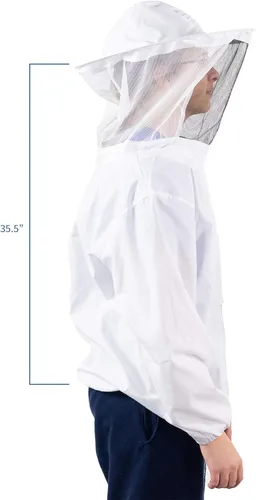 Vista 2 de VIVO - Traje profesional de apicultura blanco mediano. Chaqueta, bata con velo BEE-V105M