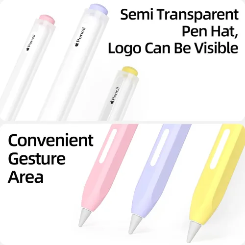 Vista 4 de Paquete de 3 estuches compatibles con Apple Pencil Pro/2ª generación, silicona translúcida, carga magnética [con 10 fundas de silicona]