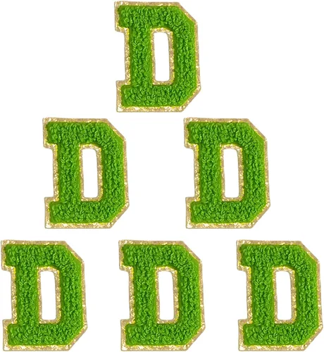 Vista 45 de 6 piezas de parches de letras de chenilla autoadhesivas, parches de letras preppy de 2 pulgadas para bolsos, ropa y sombreros, grandes pegatinas