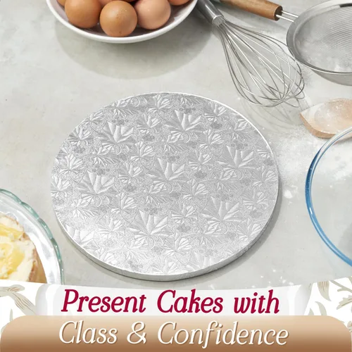 Vista 4 de Cakebon Tablas redondas para tartas – Tambores resistentes de 1/2 pulgada de grosor – Base profesional de 8 pulgadas para bordes rectos suaves