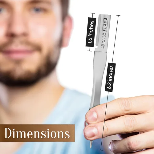 Vista 25 de Facón - Maquinilla de afeitar recta para hombre, kit profesional de afeitar de borde recto con 100 cuchillas, afeitadora barbero japonesa de acero