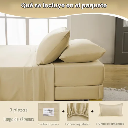 Vista 5 de CozySmile Juego de Sábanas Suaves como Seda Twin XL - Sábanas de Microfibra Transpirable Refrescante de Lujo de 3 Piezas, Bolsillo Profundo de 16