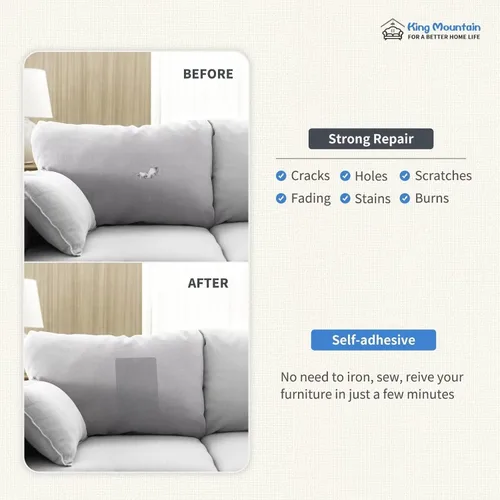 Vista 4 de KING MOUNTAIN Parche de reparación de lona de 9 x 11 pulgadas, 2 piezas, parche de tela impermeable autoadhesivo para sofás, tiendas de campaña