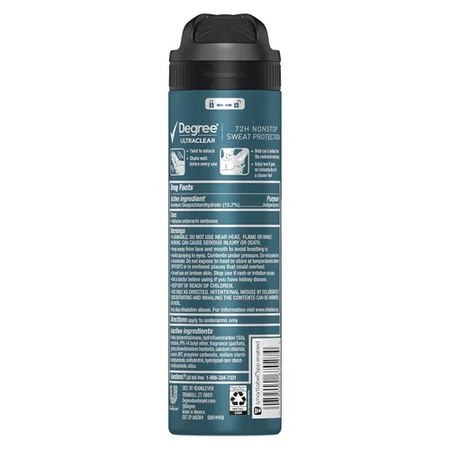 Vista 2 de Desodorante antitranspirante Degree Men MotionSense, spray seco, UltraClear negro + blanco, 3.8 onzas, paquete de 3