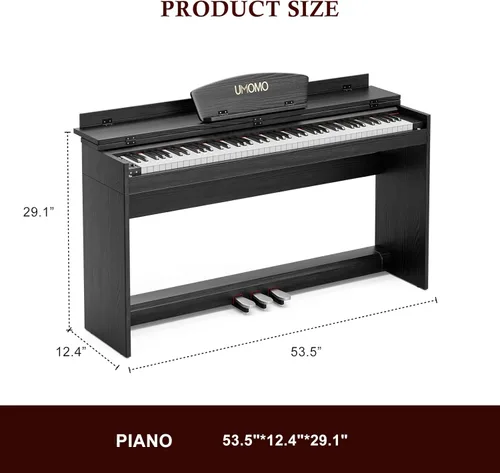 Vista 8 de UMOMO U-710 - Teclado de piano digital de 88 teclas, piano eléctrico de tamaño completo con soporte para piano, conector para auriculares, 3