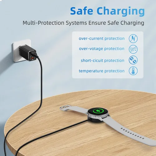 Vista 6 de Cargador USB C Galaxy Watch 7 compatible con Samsung Galaxy Watch 7/6 Classic/6/5 Pro/5/4/4 Classic/3/Active 2/Active, base de carga inalámbrica