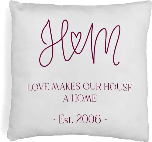 Vista 9 de sockprints Personalized Pillow Case Cover 18x18 - Throw Pillow Covers - Custom Monogram Accent Pillow - Pillow Covers with Names - Love Makes Our