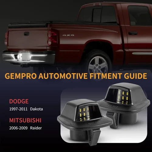 Vista 7 de Gempro Luz LED de matrícula para Dodge Dakota 1997-2011 luz trasera 2 piezas, 6000 K blanco