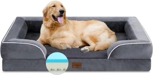 Vista 270 de Comfort Expression - Cama ortopédica para perros pequeños, 20 x 14 pulgadas, cama impermeable y de apoyo de espuma con cojines removibles, sofá