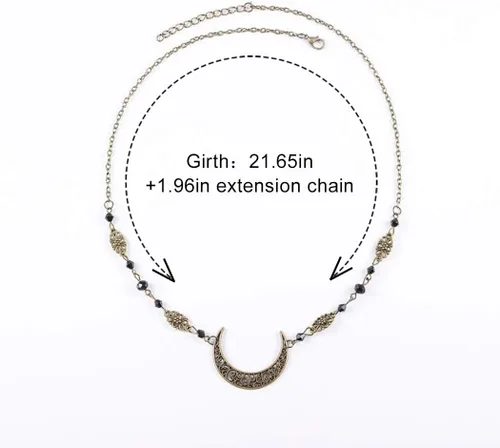 Vista 4 de Boho Crecent Moon Head Chain Witchy Forehead Chain Vintage Headband Chain Crystal Head Jewelry for Women