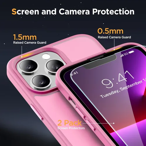 Vista 778 de Miracase - Funda magnética para iPhone 13 de 6.1 pulgadas (compatible con MagSafe) (con 2 protectores de pantalla), protección de grado militar
