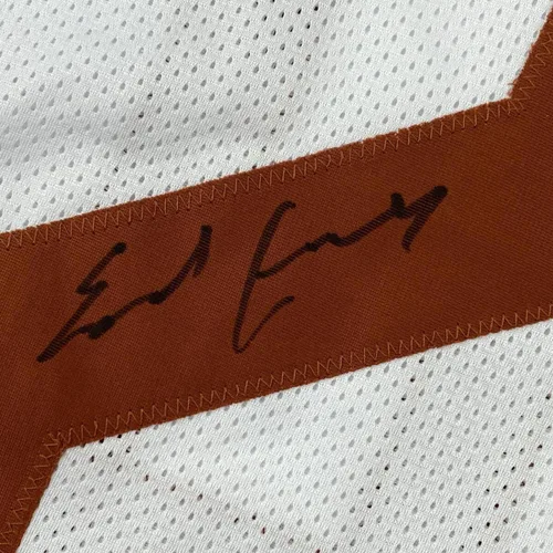 Vista 3 de Camiseta de fútbol americano universitario blanca de Texas de Earl Campbell con autógrafo/firmada JSA COA