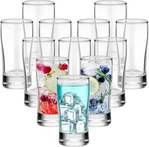 Vista 7 de Bokon 12 vasos de cerveza, vasos pequeños de jugo, vasos de té helado, vasos de base pesada, vasos de vidrio transparente a granel para agua
