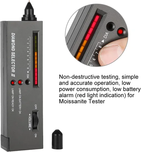 Vista 4 de Tyenaza Probador de diamantes, probador de diamantes de alta precisión, probador profesional de gemas de diamantes con selector de diamantes II