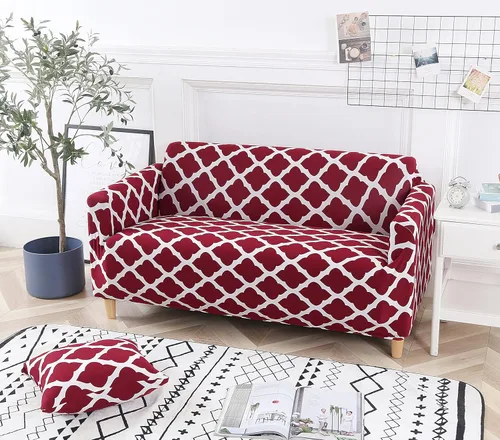 Vista 34 de HOOBUY Funda de sofá estampada, Funda elástica para sillón, funda de sofá biplaza con patrones para sillón con cojines de 2 plazas, Juego de sofá Bd