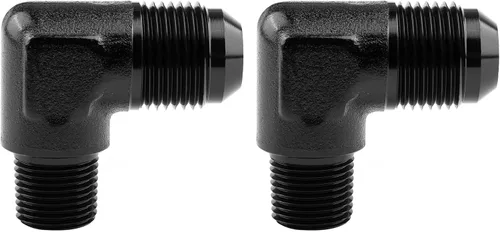 Vista 28 de EVIL ENERGY 3AN macho acampanado a 1/4" NPT tubo adaptador de ajuste de 90 grados aluminio negro 2 piezas