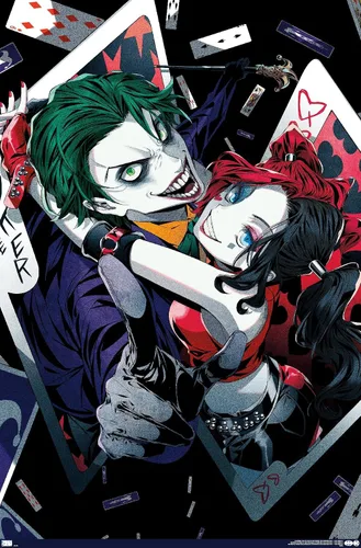 Vista 11 de Trends International DC Comics - Póster de pared de anime Harley Quinn Joker, 14.725 x 22.375 pulgadas, versión enmarcada de madera de granero