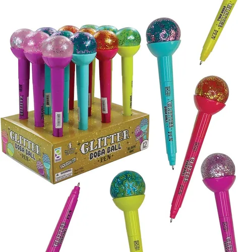 Vista 5 de Raymond Geddes Glitter Boba Squishy Top Pen (paquete de 12)
