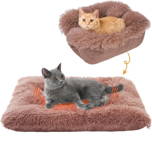 SCENEREAL Cama autocalentable para gatos, tapete calefactable para gatos y perros pequeños, 2 en 1, felpa suave, almohadilla lavable para mascotas