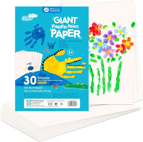 Jar Melo Papel de pintura para dedos, 30 hojas, 10 x 15 pulgadas, almohadilla de papel de pintura de dedos grande para niños, sin ácidos, 101 libras