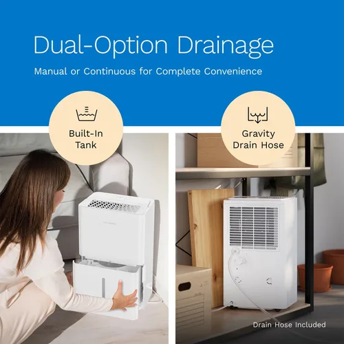 Vista 3 de hOmeLabs Deshumidificador: control avanzado de humedad y humedad, silencioso, eficiente, apagado automático, ideal para el hogar, sótano, oficina