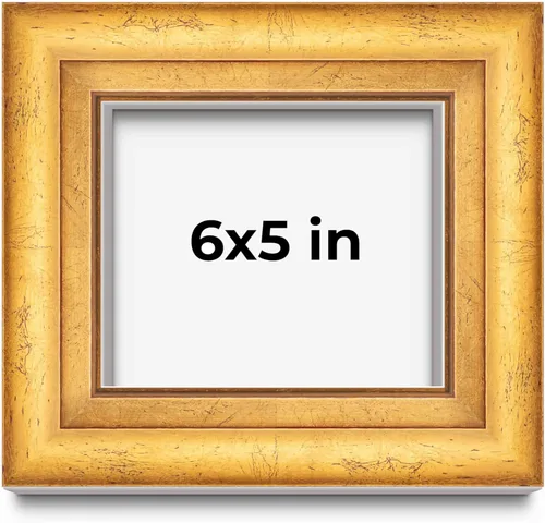 Vista 213 de Caja de sombra de 5 x 5 pulgadas, marco de exhibición biselado de hoja dorada Madera maciza 1.75 pulgadas de profundidad 1.75 pulgadas