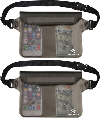 Vista 13 de Freegrace Juego de bolsas impermeables con correa para la cintura/funda para mantener tu teléfono y objetos de valor secos y seguros. Bolsas secas