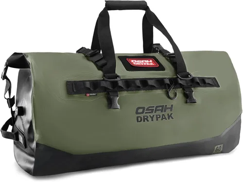Vista 30 de Bolsa de lona impermeable 25L/40L/60L – Bolsa trasera de motocicleta resistente, bolsa seca enrollable para viajes, camping, canotaje, kayak