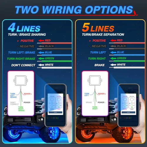 Vista 6 de MICTUNING Juego de luces de rueda de 15 pulgadas V1 RGB+IC con persecución de color, luces de borde de rueda de doble fila con color de ensueño