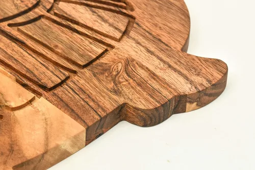 Vista 3 de Treen Art Tabla de cortar de madera de tortuga marina para cocina, 13 pulgadas de largo x 8 pulgadas de ancho, tablas de cortar de madera