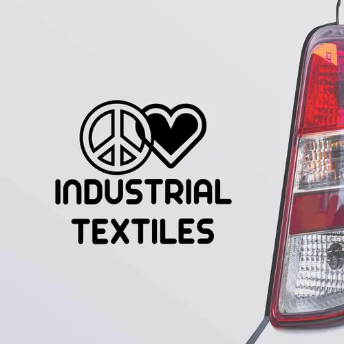 Peace Love Industrial Textiles Fabricator Black Color Car Laptop Wall Bumper Decal Sticker, DesZ60