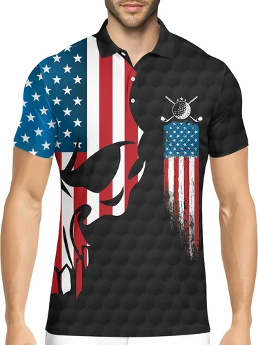 Vista 43 de HIVICHI Camisas de golf divertidas para hombre con patrón estampado loco colorido y novedad de alto rendimiento que absorbe la humedad, camisa tipo