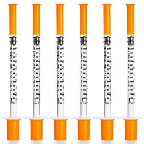 Vista 10 de Jeringa de calibre 29 de 1/2 cc y 1/2 pulgada, jeringa U 100 de 0.0 fl oz con aguja, suministros desechables de dispensación de laboratorio, paquete