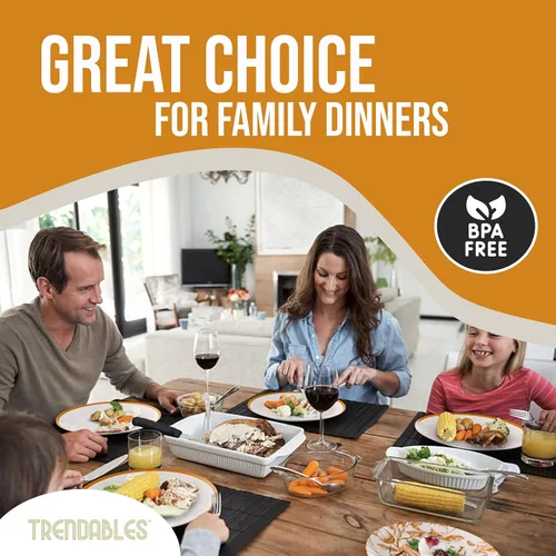 Vista 6 de Trendables Juego de 40 platos desechables de plástico para 20 invitados, platos de postre de 20 x 8 pulgadas y platos de plástico desechables de 20