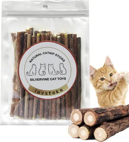 Vista 7 de Silvervine Sticks para gatos, 10 unidades, Silvervine y Matatabi Juguetes de hierba gatera, palitos masticables para gatos aburridos