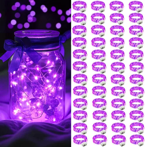 Vista 56 de AIKEI Paquete de 12 luces LED de hadas que funcionan con pilas, guirnaldas de luces impermeables de 7 pies, 20 luces LED de luciérnagas estrelladas