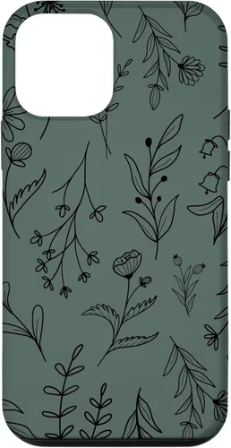 Vista 15 de Midnight Green Wildflower Floral Pattern Case for iPhone 16