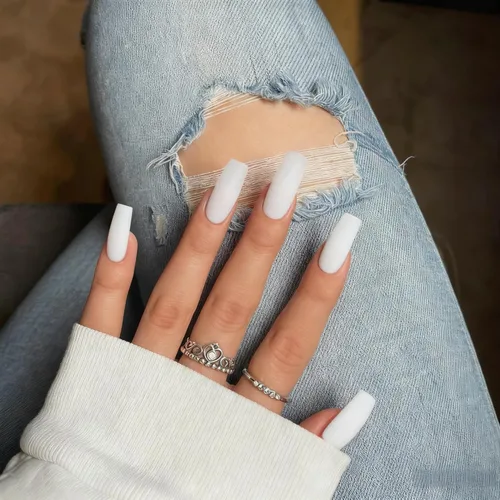 Vista 14 de Uñas postizas a presión negras de longitud media y forma cuadrada, Xcreando uñas postizas acrílicas estilo ataúd de longitud media, uñas adhesivas