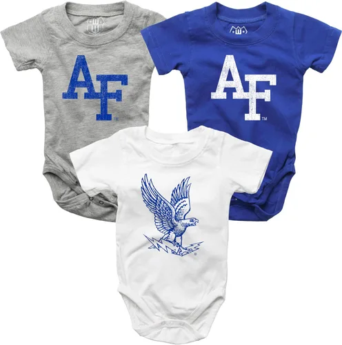 Wes and Willy Baby College Team - Paquete de 3 mamelucos de algodón